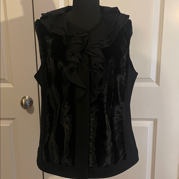 Alfani Jackets & Blazers - Alfani Black Ruffled Vest with Velvet Front Size L